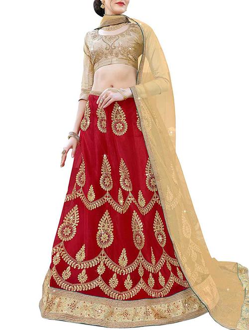 Embroidered a-line lehenga - 15969218 - Standard Image - 1