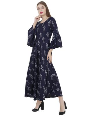 printed bell sleeves flared kurta - 15969443 - Standard Image - 2