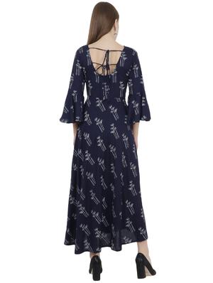 printed bell sleeves flared kurta - 15969443 - Standard Image - 3