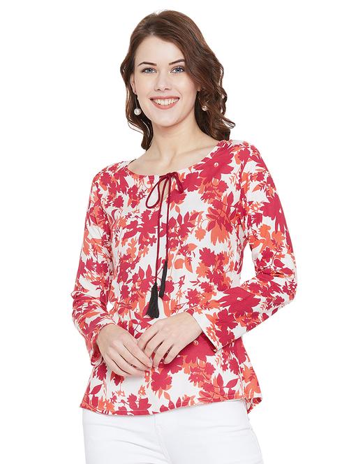 tassel tie up floral top - 15969488 - Standard Image - 1