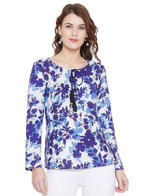 tassel tie up floral top - 15969489 - Standard Image - 1