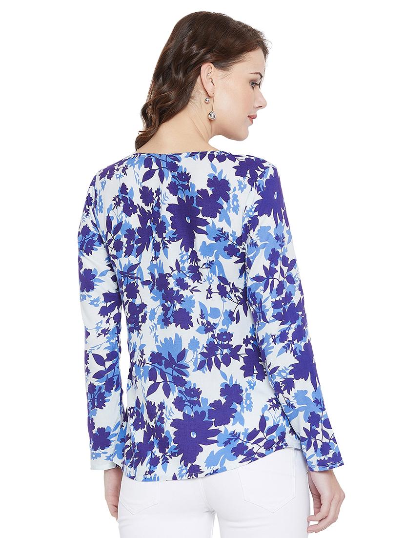tassel tie up floral top - 15969489 - Zoom Image - 3