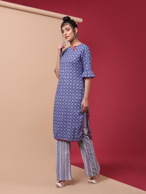 key hole printed kurta pant set - 15969549 - Standard Image - 1