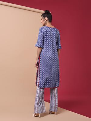 key hole printed kurta pant set - 15969549 - Standard Image - 3