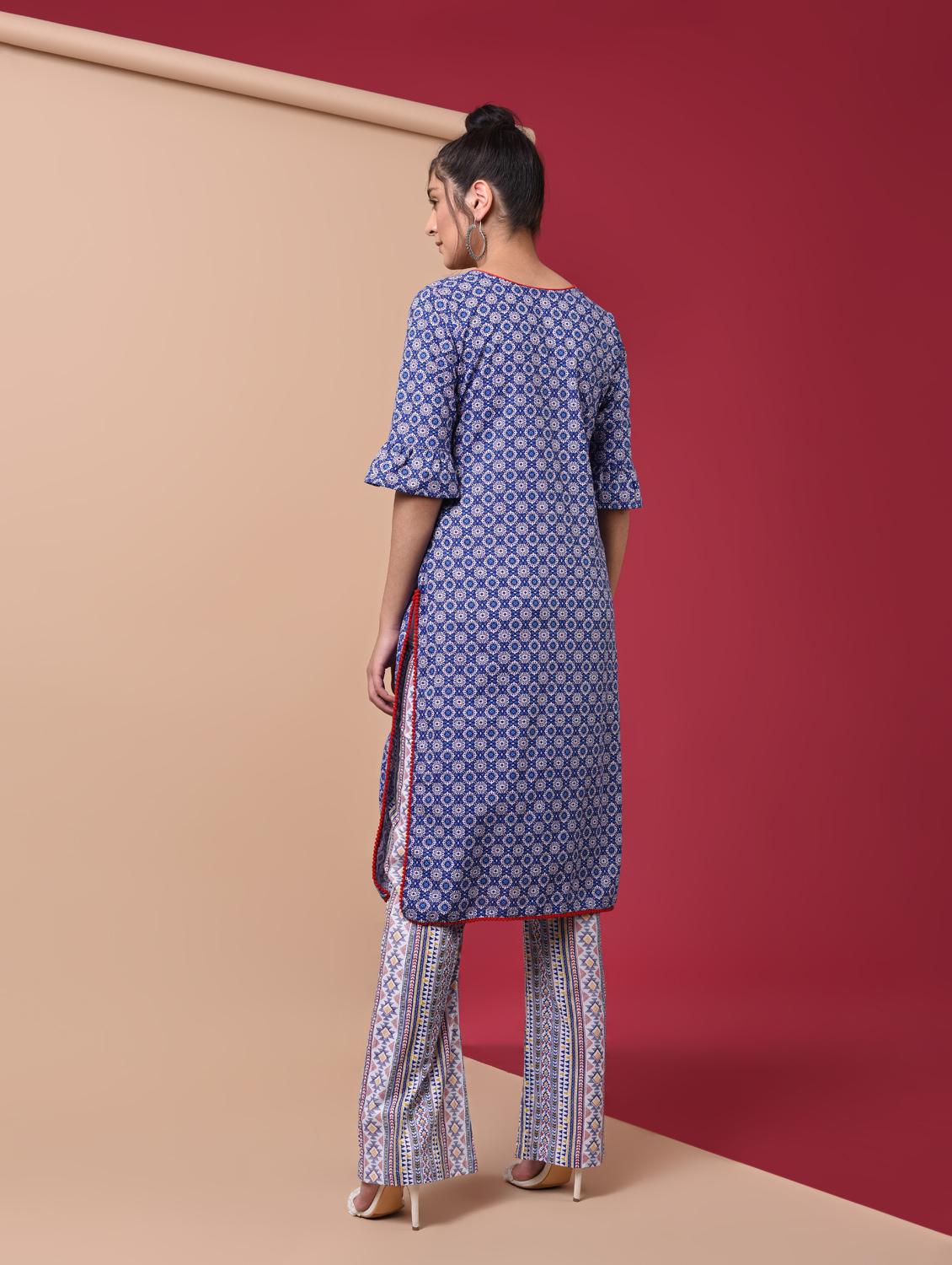 key hole printed kurta pant set - 15969549 - Zoom Image - 3