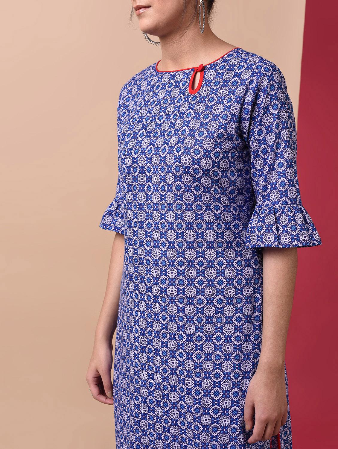 key hole printed kurta pant set - 15969549 - Zoom Image - 5