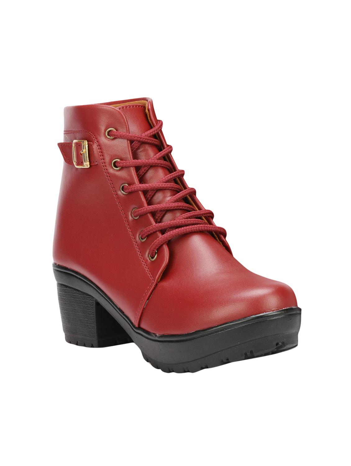 maroon ankle lace up boots - 15969554 - Zoom Image - 1