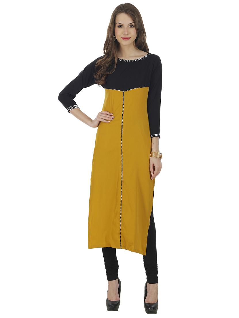 straight color block kurta - 15969620 - Zoom Image - 1