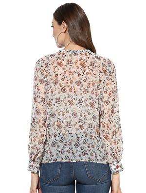 tie up neck floral top - 15969716 - Standard Image - 3
