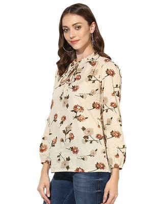tie up neck floral dobby top - 15969717 - Standard Image - 2
