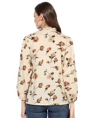 tie up neck floral dobby top - 15969717 - Standard Image - 3