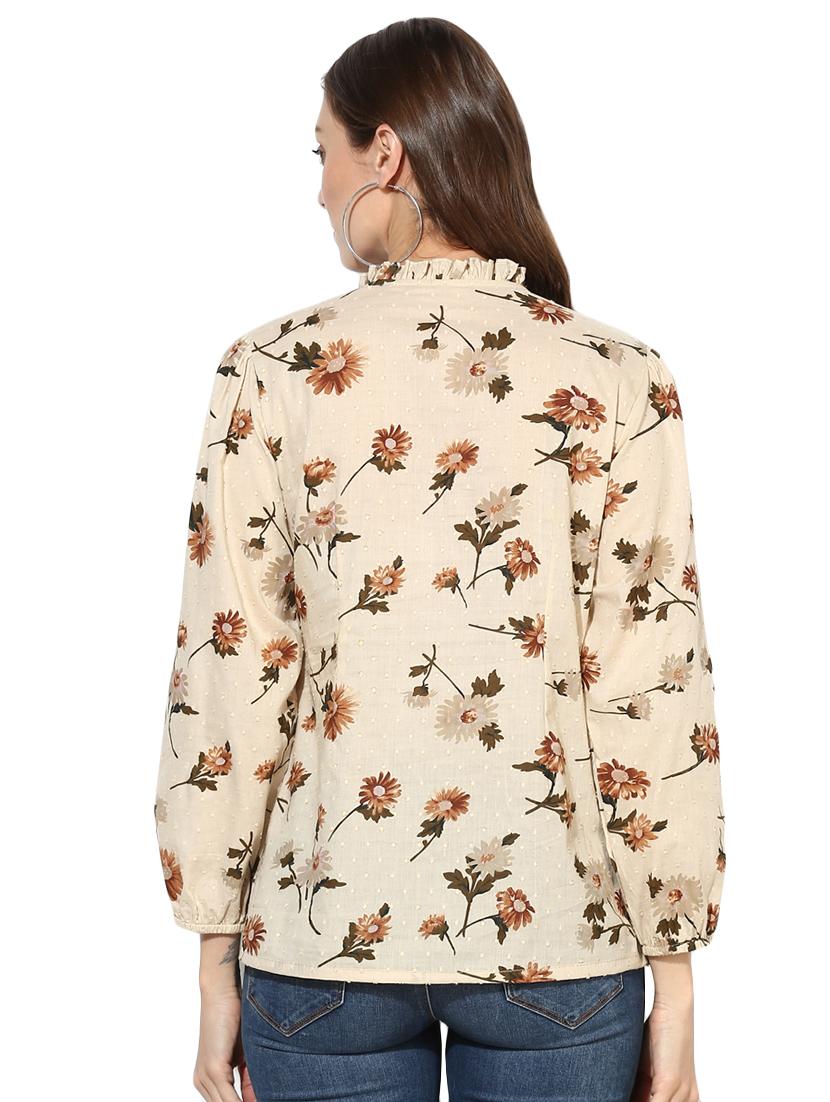 tie up neck floral dobby top - 15969717 - Zoom Image - 3