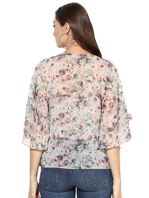 flared sleeved round neck top - 15969723 - Standard Image - 3