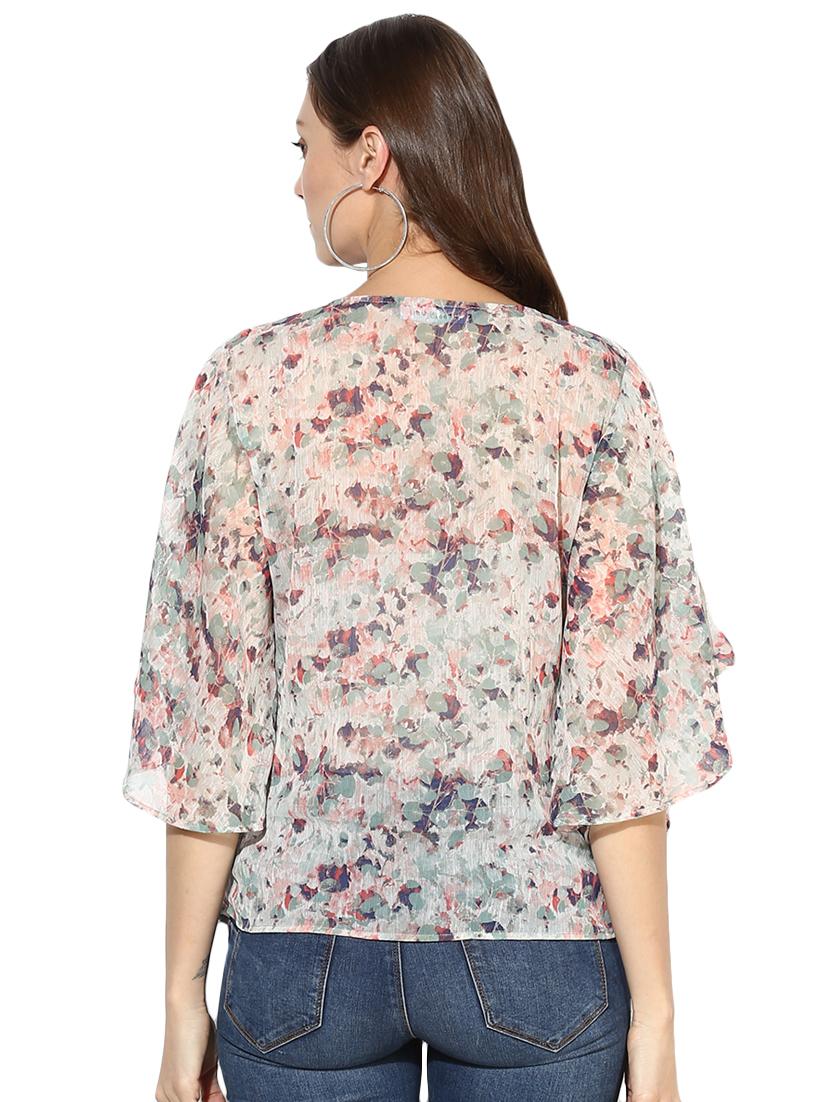 flared sleeved round neck top - 15969723 - Zoom Image - 3