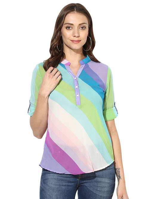roll up sleeved striped top - 15969724 - Standard Image - 1