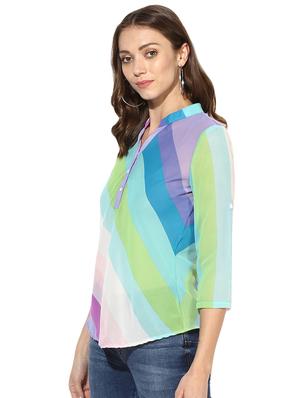 roll up sleeved striped top - 15969724 - Standard Image - 2