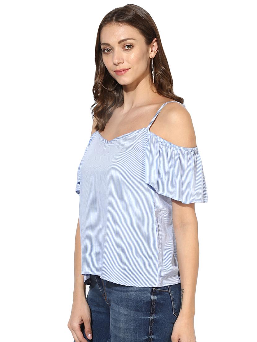 cold shoulder striped top - 15969726 - Zoom Image - 2