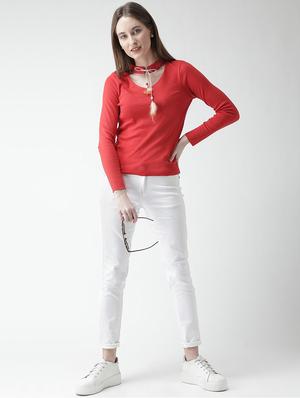 tie up choker neck ribbed top - 15969752 - Standard Image - 4