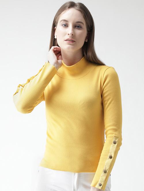 turtle neck button detail top - 15969755 - Standard Image - 1