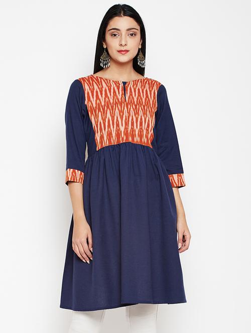 ikat flared kurti - 15969801 - Standard Image - 1