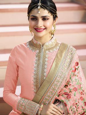 embroidered anarkali semi-stitched suit - 15969907 - Standard Image - 2