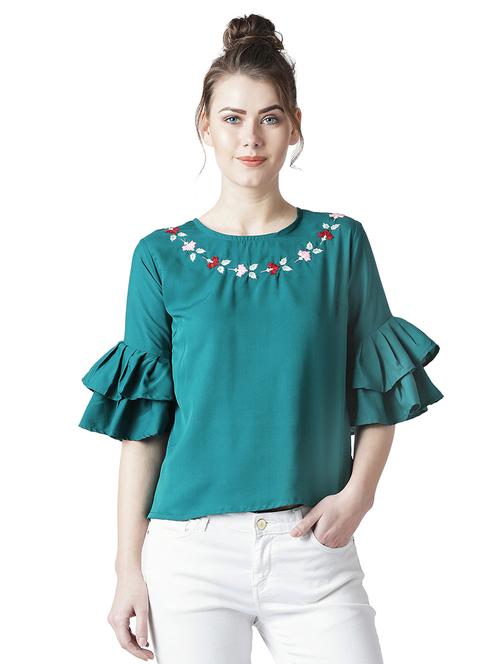 bell sleeved embroidered top - 15969968 - Standard Image - 1