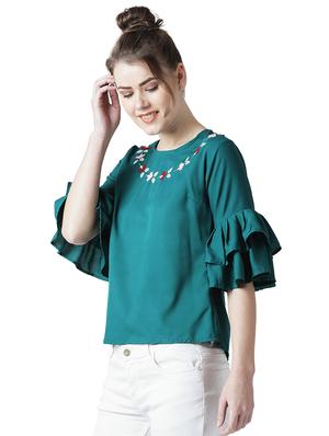 bell sleeved embroidered top - 15969968 - Standard Image - 2