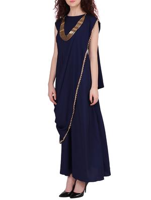 solid attached paneled a-line dress - 15970274 - Standard Image - 2