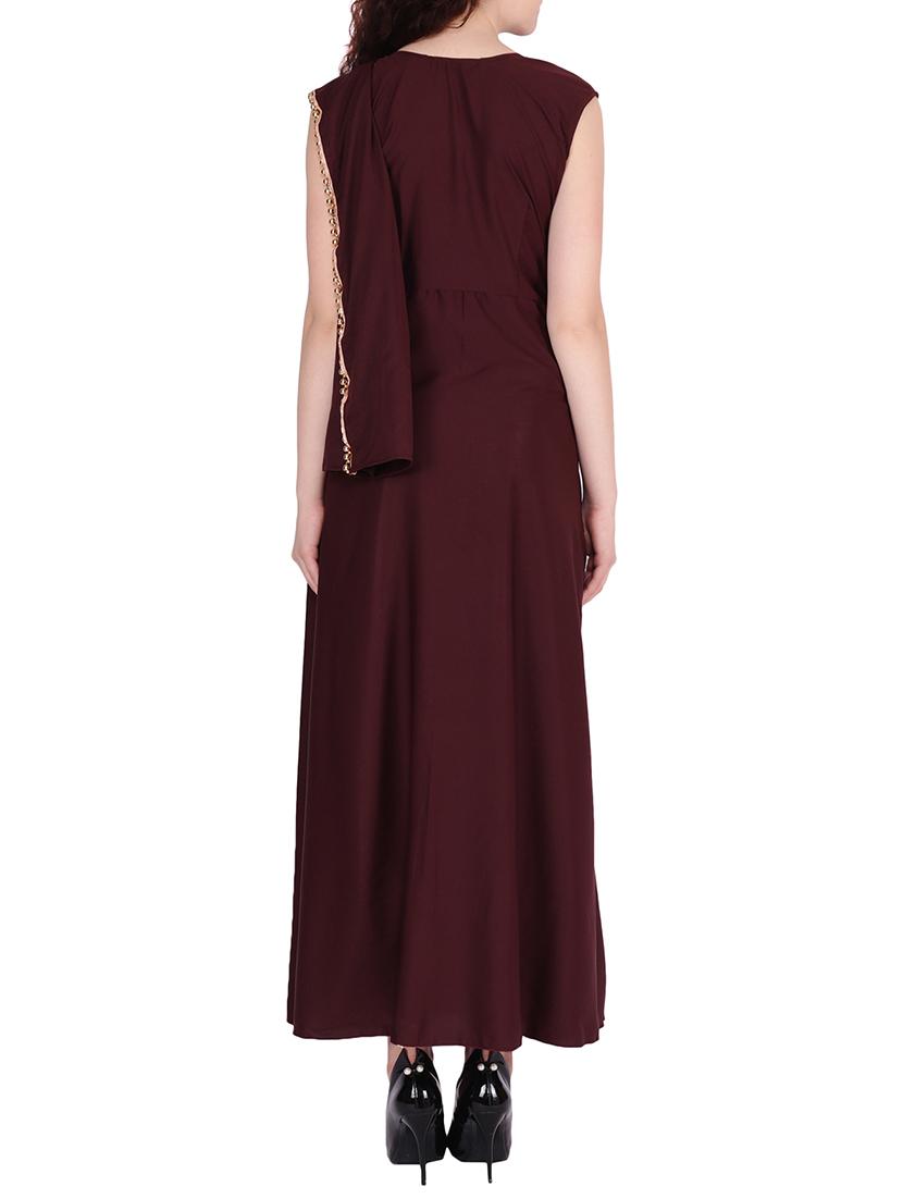 solid attached paneled a-line dress - 15970275 - Zoom Image - 3