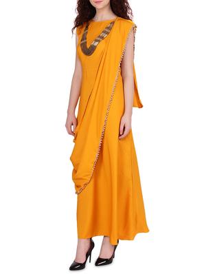 solid attached paneled a-line dress - 15970276 - Standard Image - 2