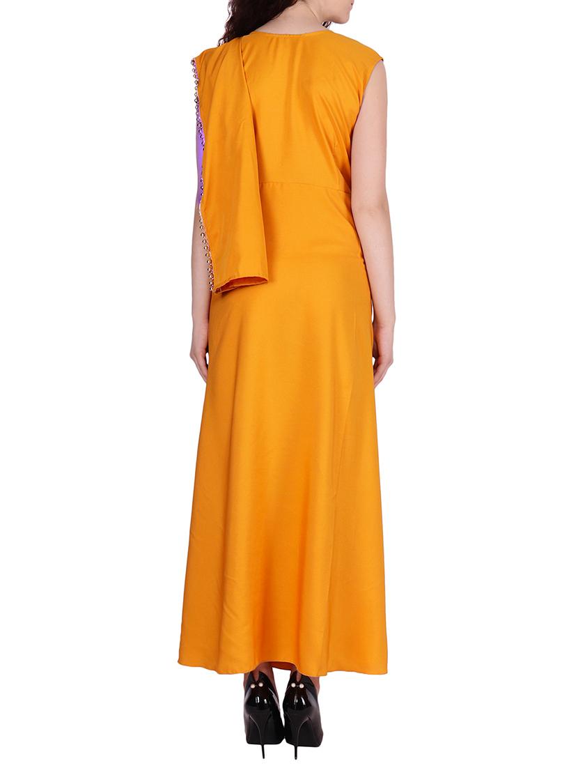 solid attached paneled a-line dress - 15970276 - Zoom Image - 3