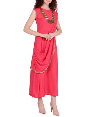 solid attached paneled a-line dress - 15970277 - Standard Image - 2