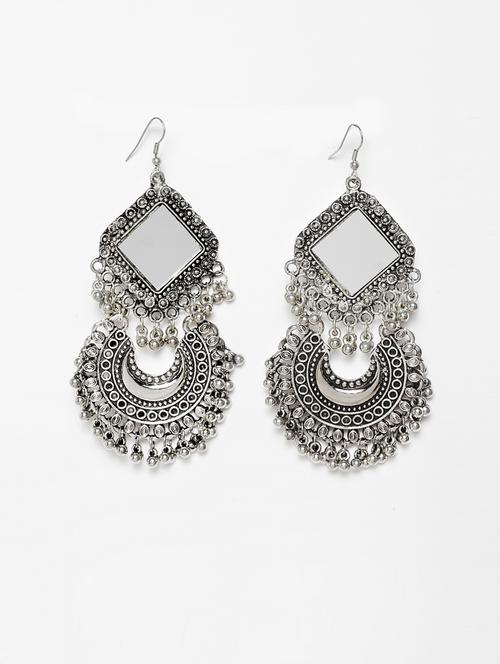 silver Oxidised chandballi earring - 15970301 - Very Small Image - 1