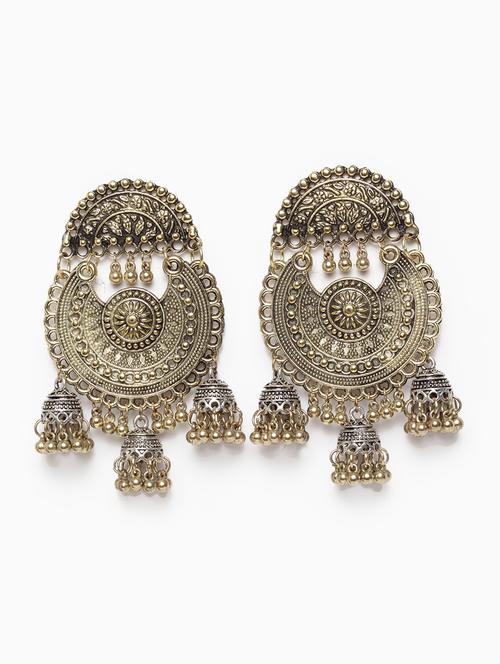gold brass jhumka earring - 15970430 - Very Small Image - 1