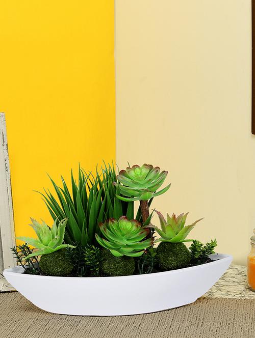 green plastic artificial plant with abs plastic pot by aapno rajasthan - 15970680 - Standard Image - 1