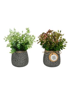 set of 2 green plastic artificial plant with ceremic pot by aapno rajasthan - 15970684 - Standard Image - 3