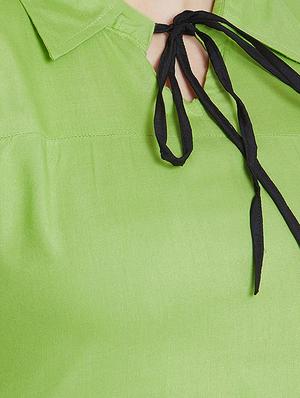 bell sleeved contrast piped top - 15970845 - Standard Image - 5