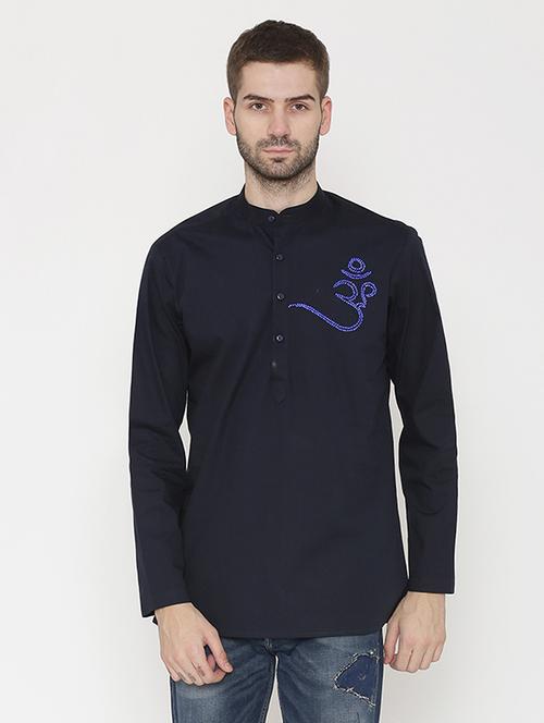 navy blue embellished short kurta - 15971420 - Very Small Image - 1