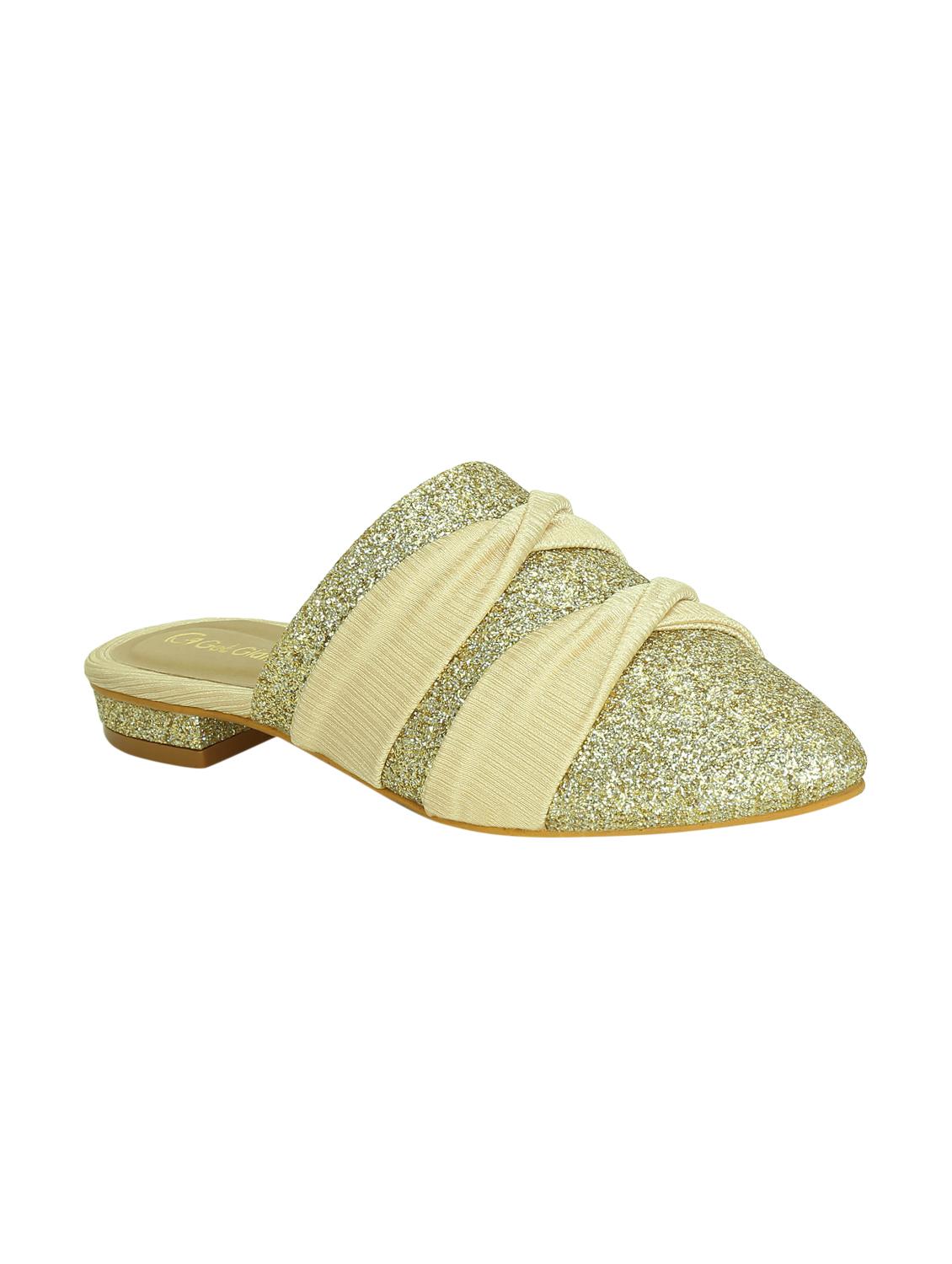 gold slip on mules - 15971435 - Zoom Image - 1