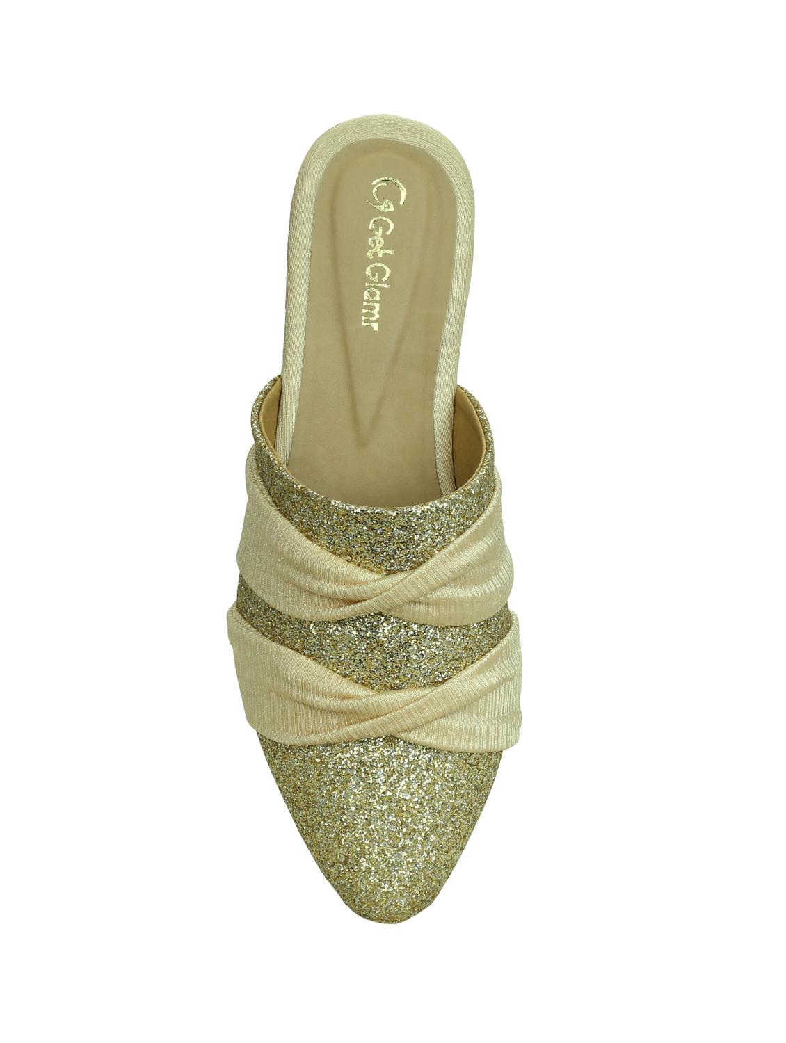 gold slip on mules - 15971435 - Zoom Image - 4