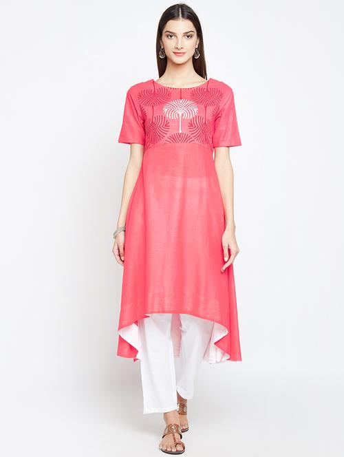 high low printed kurta - 15971476 - Standard Image - 1