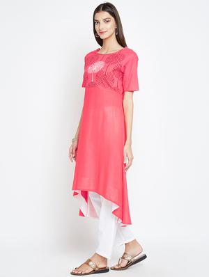 high low printed kurta - 15971476 - Standard Image - 2
