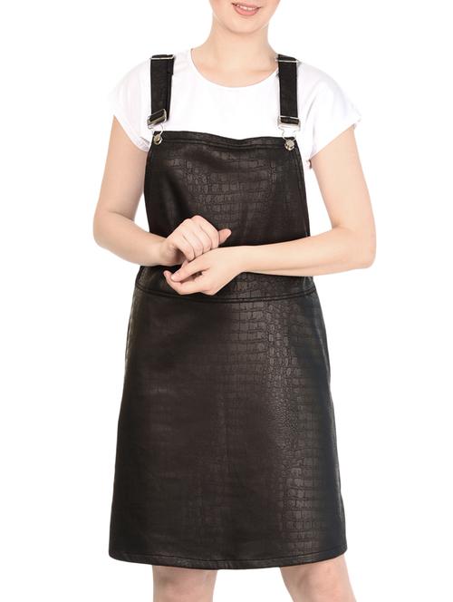 leatherette pinafore dress with top - 15971537 - Standard Image - 1
