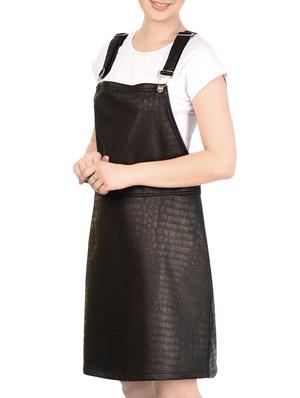 leatherette pinafore dress with top - 15971537 - Standard Image - 2