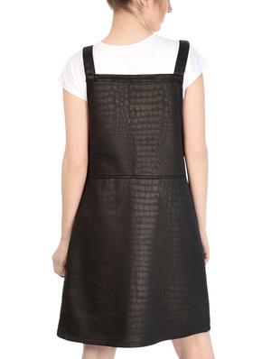 leatherette pinafore dress with top - 15971537 - Standard Image - 3