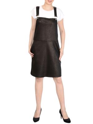 leatherette pinafore dress with top - 15971537 - Standard Image - 4