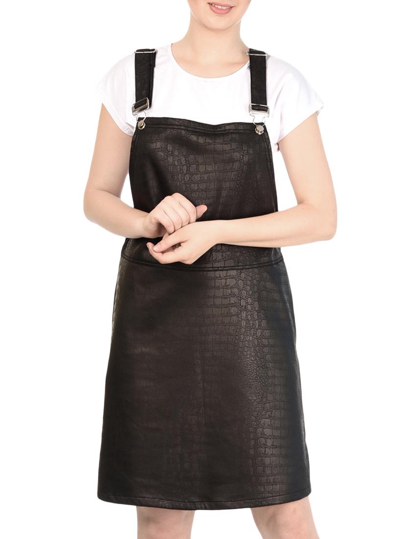 leatherette pinafore dress with top - 15971537 - Zoom Image - 1