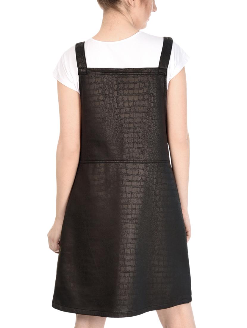 leatherette pinafore dress with top - 15971537 - Zoom Image - 3