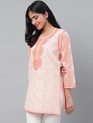 chikankari straight kurti - 15971777 - Standard Image - 2