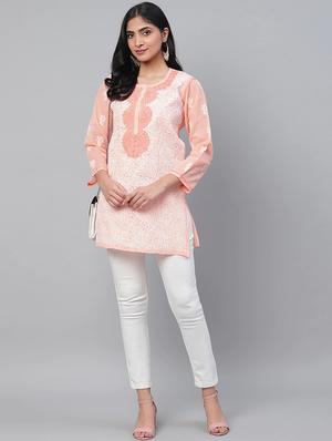 chikankari straight kurti - 15971777 - Standard Image - 4